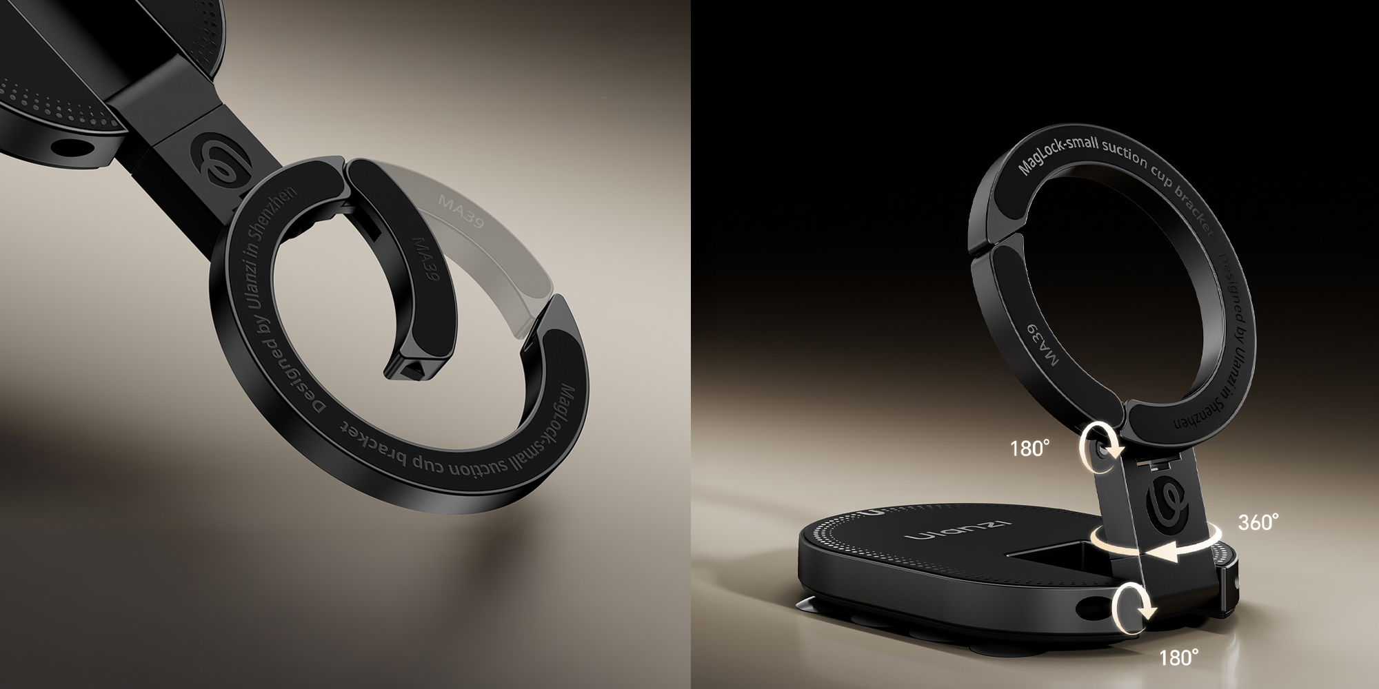 width=100% Uchwyt do smartfona Ulanzi MA39 z przyssawkami